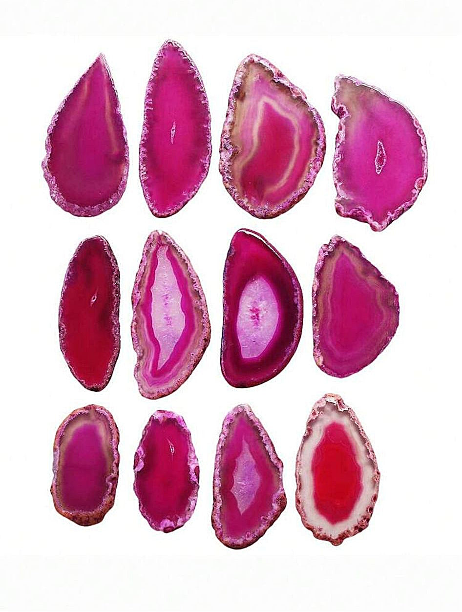 Polished Rose Agate Slice in Dark Wood-Look Frame – Bold Rose Red Crystal Display