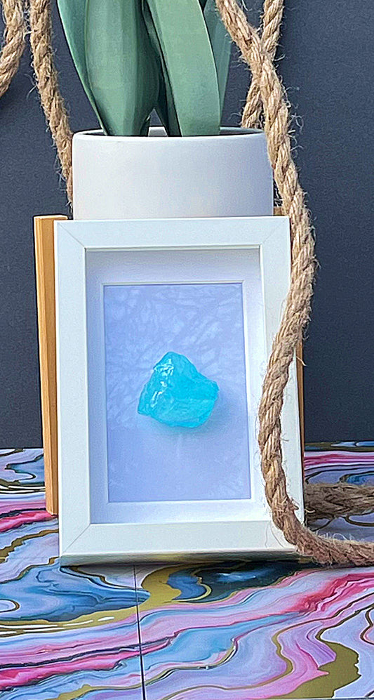 Raw Aqua Aura Quartz with White Frame – Clean Sky-Toned Crystal Accent