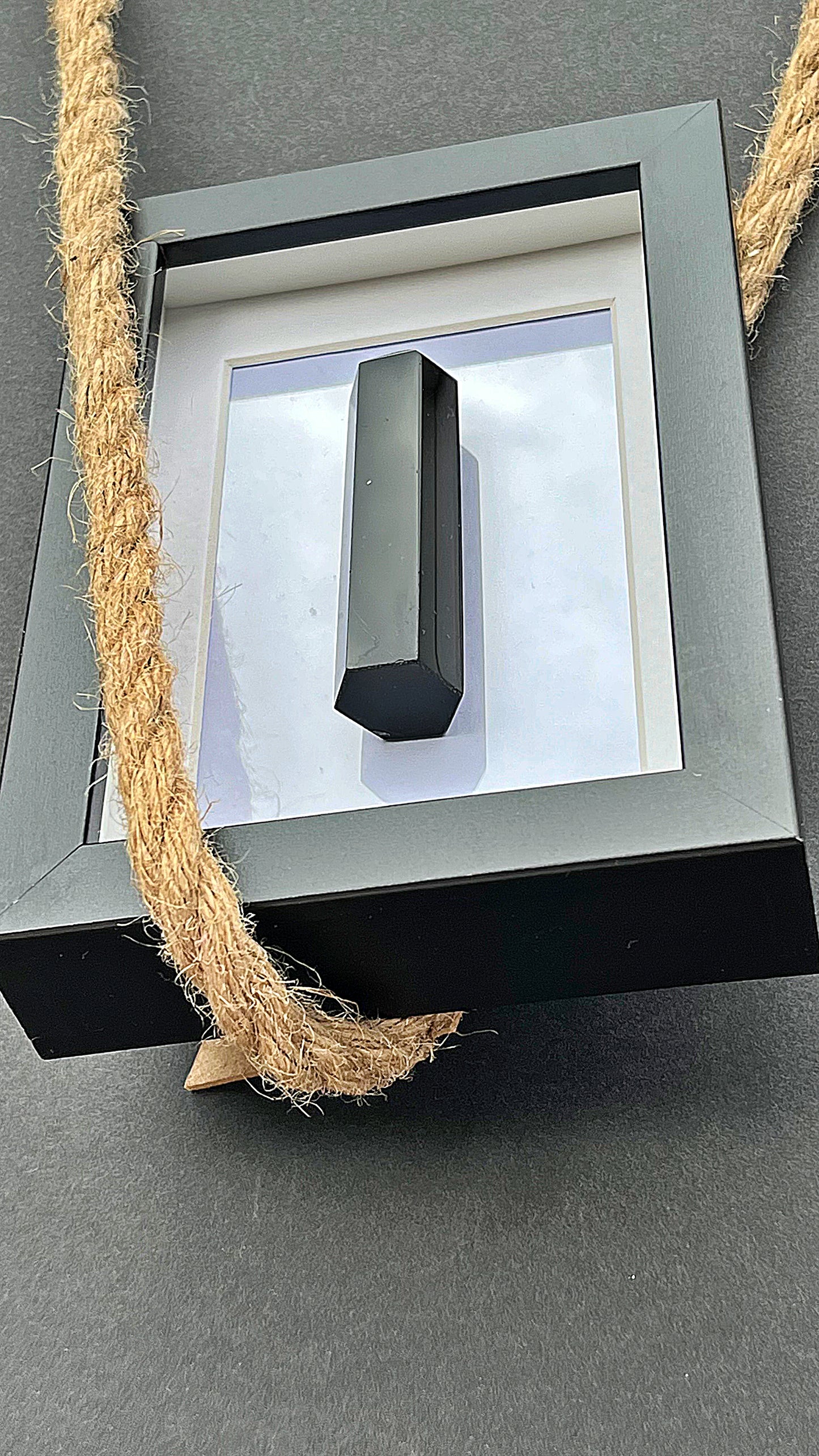 Framed Obsidian Tower – Minimalist Crystal Art